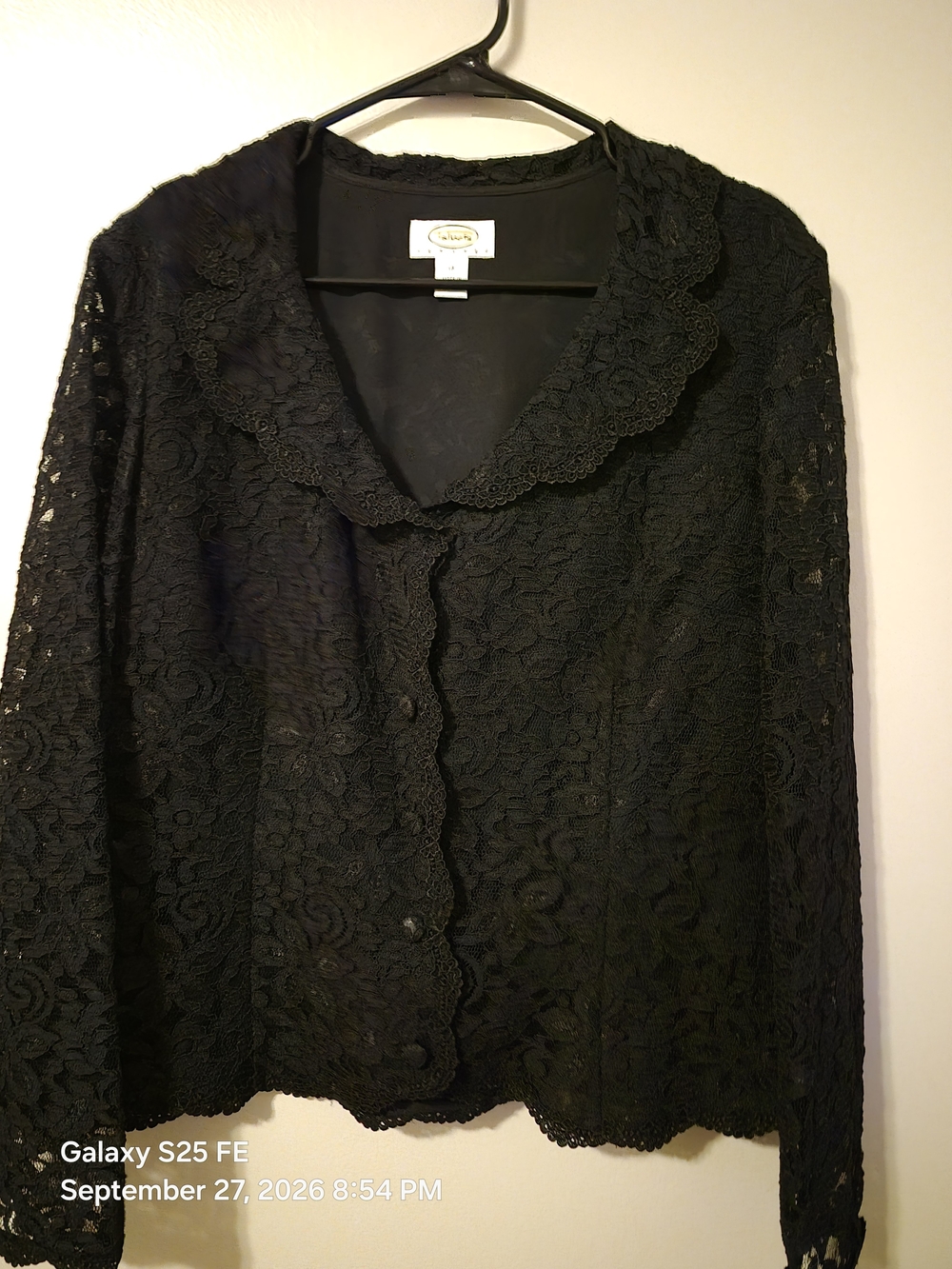 Talbots Black Lace Button-Front Blazer